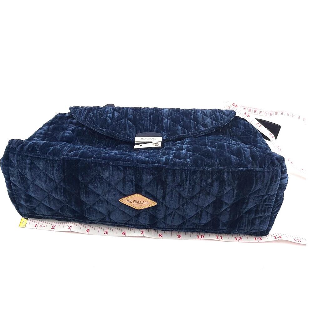 MZ Wallace Quilted Velvet Crossbody Bag in Deep Navy Blue - Picture 7 of 14